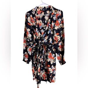 ASOS Floral Wrap Dress Black Multi | Size 8 US | Long Sleeve Midi | Boho Chic